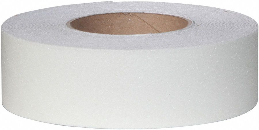 Clear Anti-Slip Tape: Coarse Abrasive, 60 Grit Size, Solid, Clear, 2 in x 60 ft, 21 mil Tape Thick
