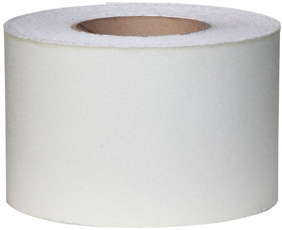 Clear Anti-Slip Tape: Coarse Abrasive, 60 Grit Size, Solid, Clear, 4 in x 60 ft, 21 mil Tape Thick