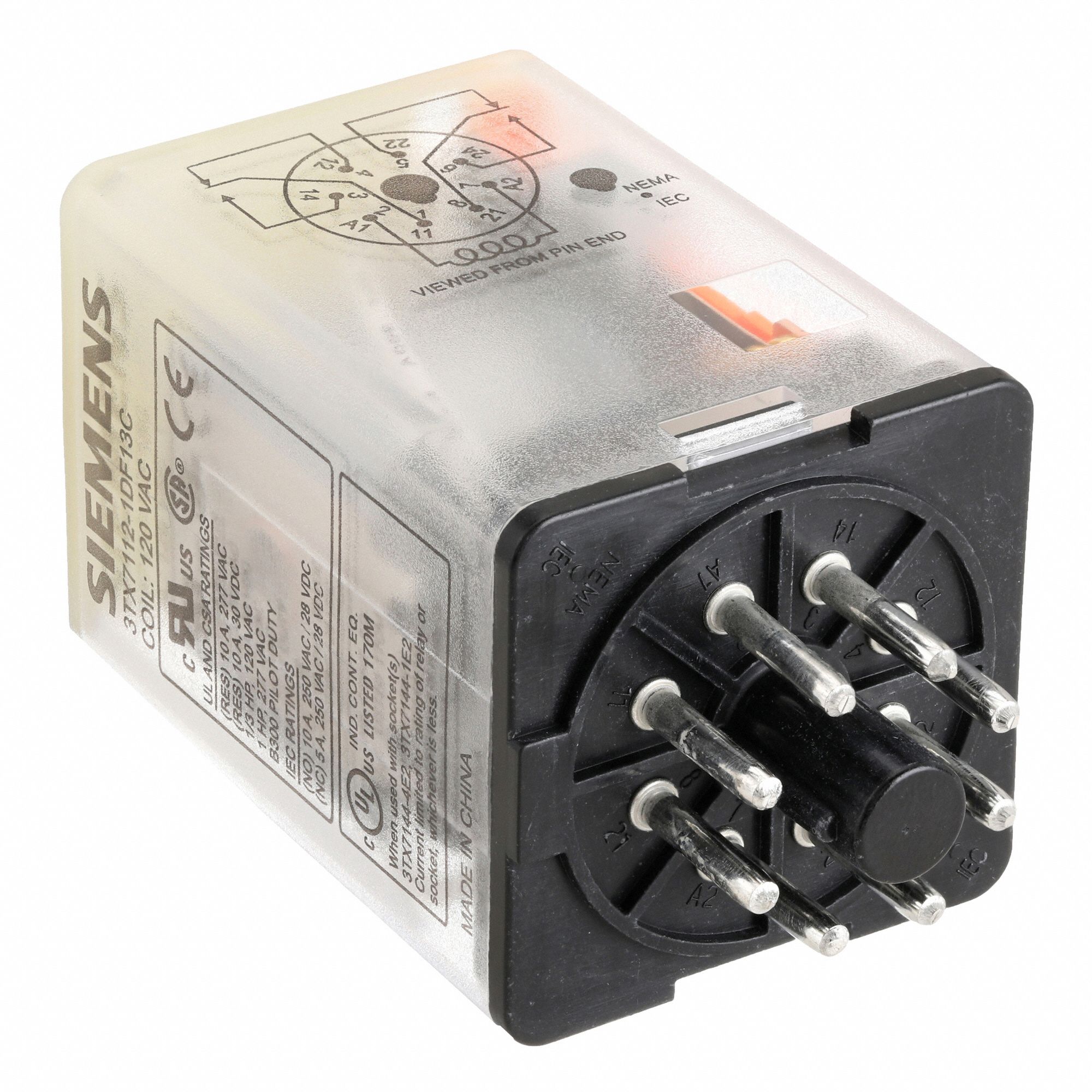 SIEMENS Plug In Relay: 8 Pins - Relay, DPDT, 10A @ 120V, 16A @ 28V ...