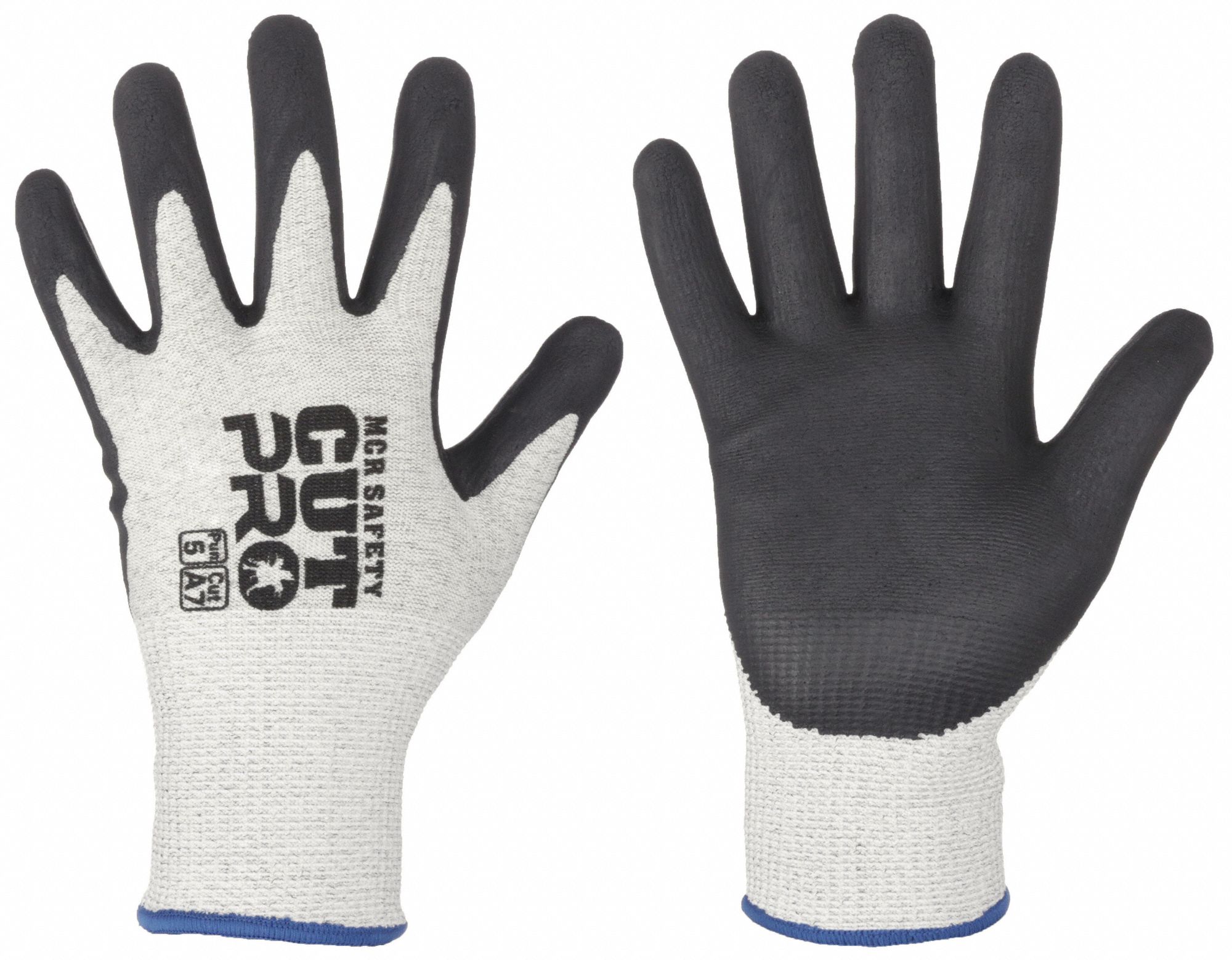 CUT RESISTANT GLOVES, ANSI 3/A7, 13 GA/SEAMLESS KNIT, SIZE XL/10, GREY/BLACK, BIPOLYMER/HPPE, PAIR