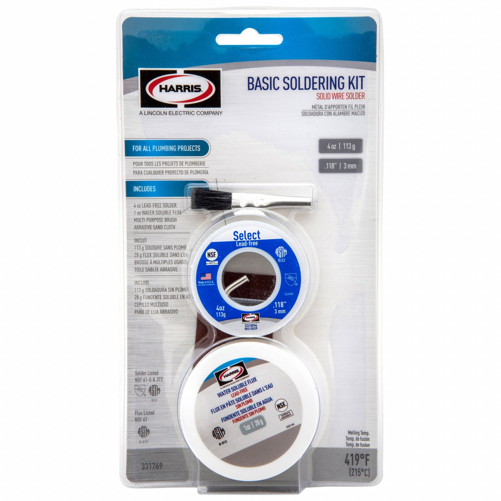 HARRIS Solder Wire & Flux Kit 59/500 in x 4 oz Spool 1UYG5331769 Grainger