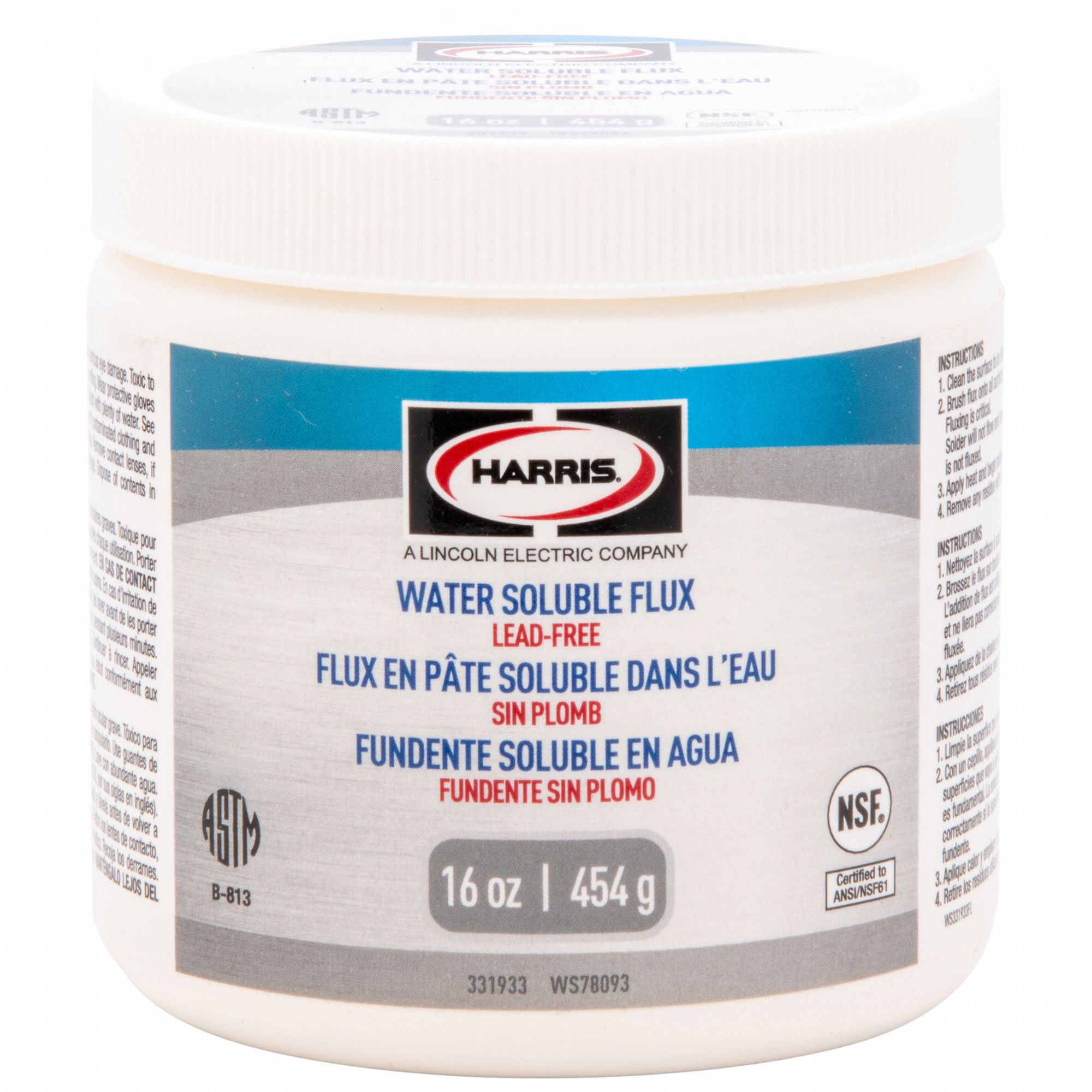 Harris 331933 1lb Water Soluble Lead Free Flux