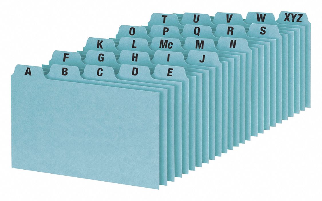 A-Z Tab Index Card Guides 6 x9 Blu PK25
