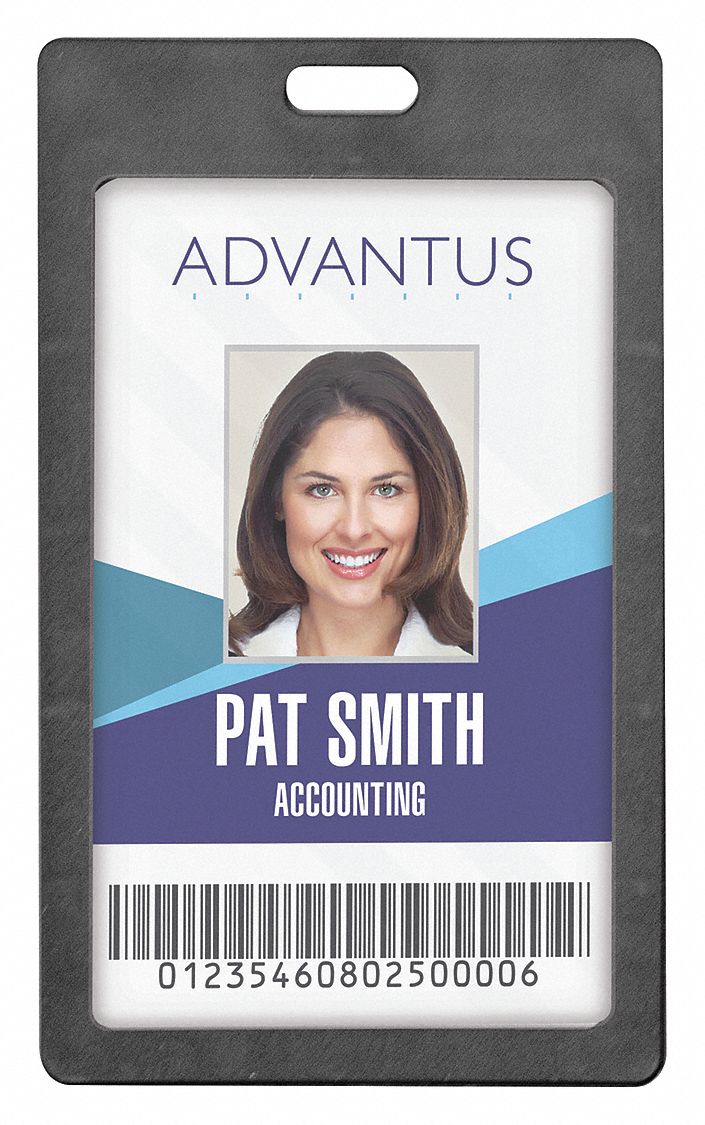 Vertical Rigid ID Badge Holder Blk PK6