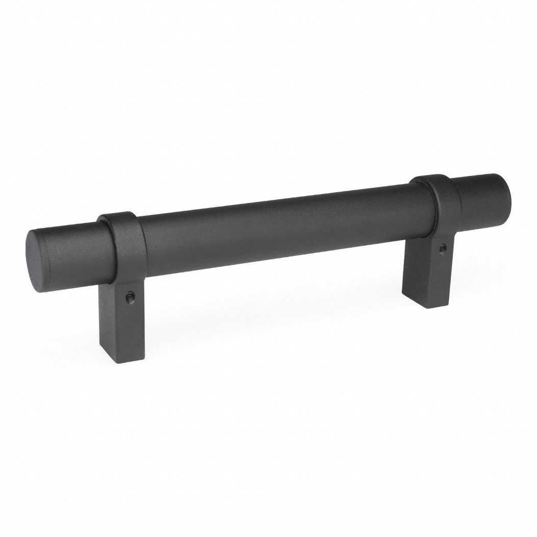 Pull Handle: Threaded Holes, Aluminum, Black, 1.1 in, 2.6 in Projection