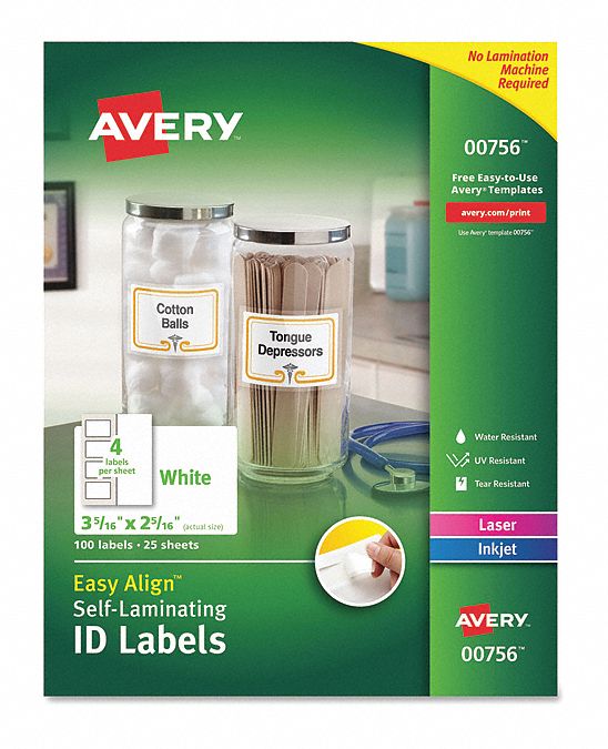 Self-Laminating ID Label 2.3 x3.3 PK100