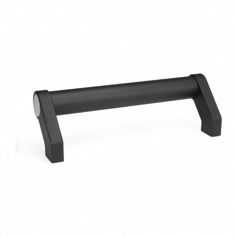 Pull Handle: Threaded Holes, Aluminum, Black, 10 in Mounting Hole Center to Center, 0.79 in