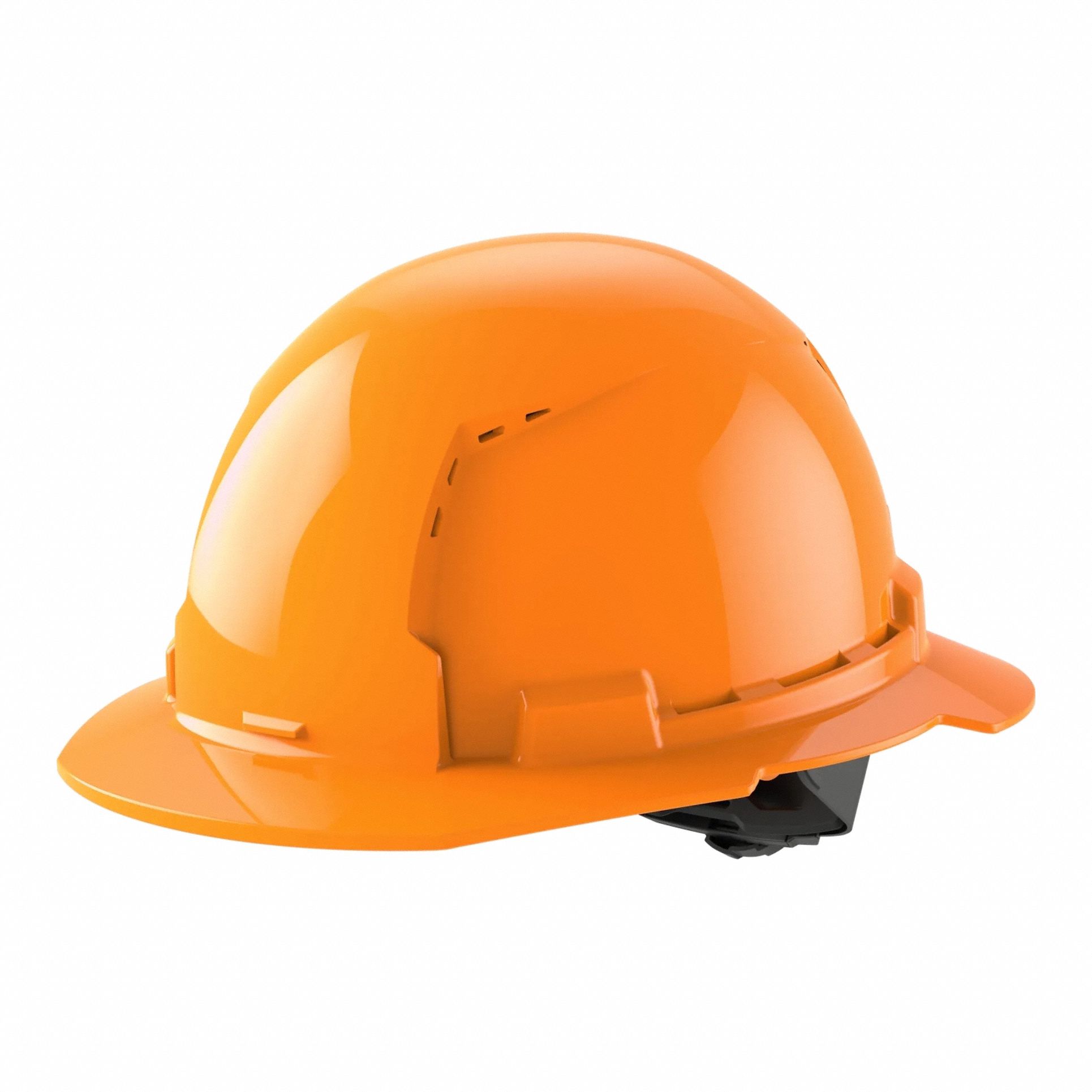Hard Hat: Orange, Ratchet (4-Point), Ratchet, Polyethylene, Side-Slots, Milwaukee, Solid