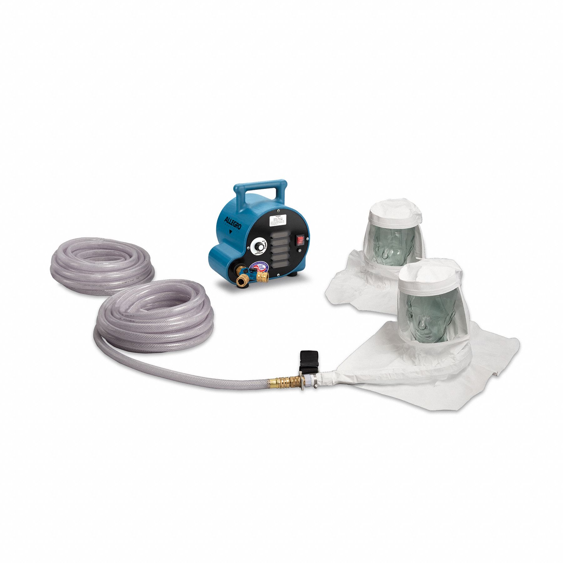 Tyvek Hood Breathing Air Blower Resp Sys: 50 ft Hose Lg, Single Bib Hood, ALLEGRO, 2 Users