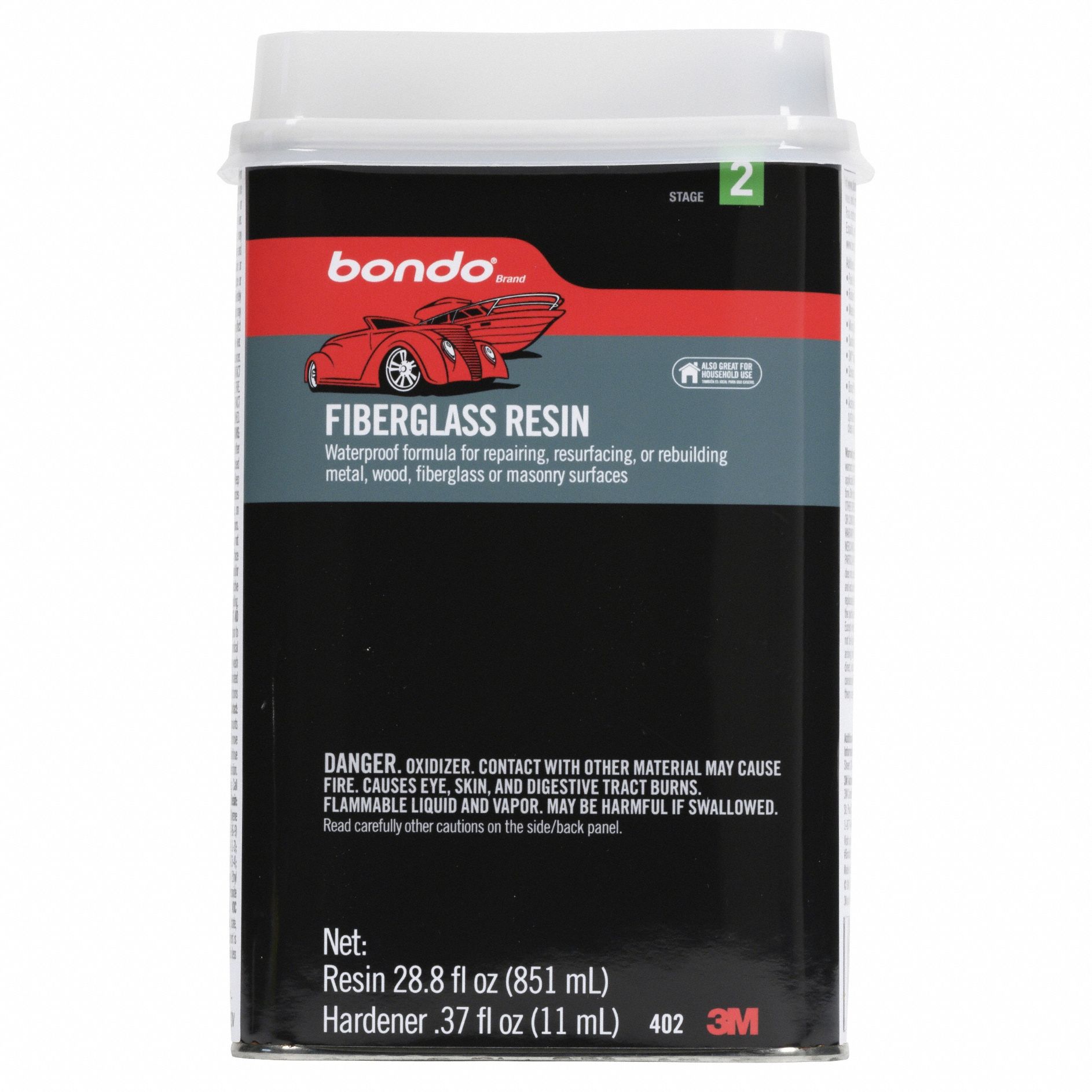 BONDO, Polyester, Tan, Fiberglass Resin 3RAR4402 Grainger