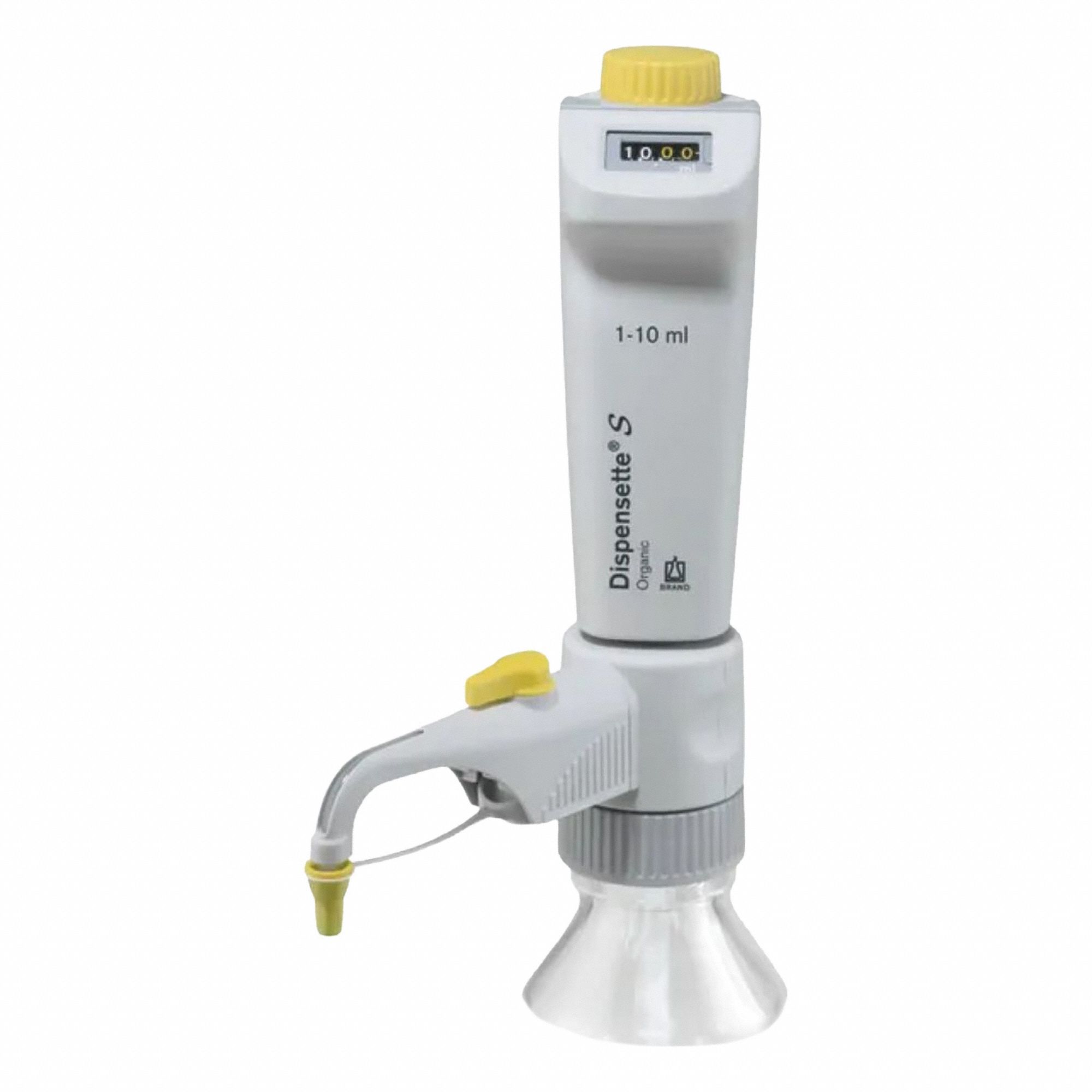 Bottle Top Dispenser: 10 mL Volume Capacity - mL, 1 mL – 10 mL, Calibrated by User, Bottle