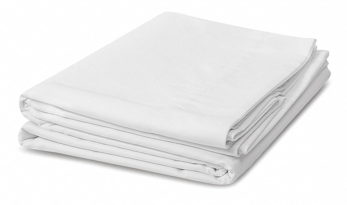 TWINXL Flat Sheet T200 66x108 White, PK 12 - Grainger