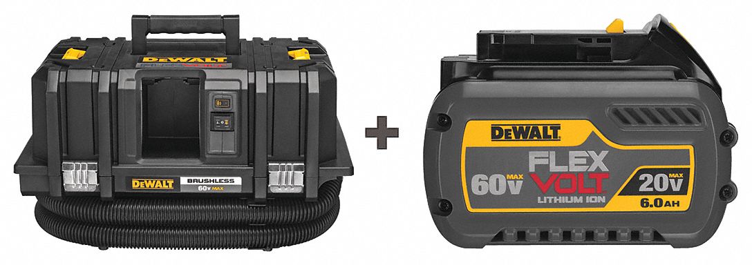 Cordless Vacuum Kit, Wet/Dry, Plastic Tank