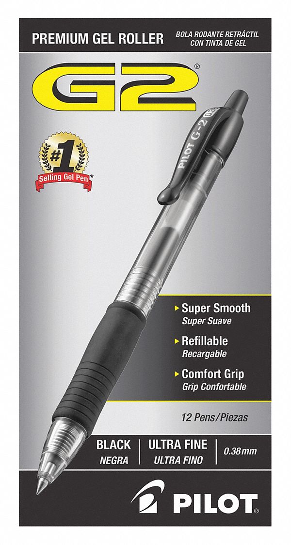 Pen Gel G2 Ultra Fine Bk PK12