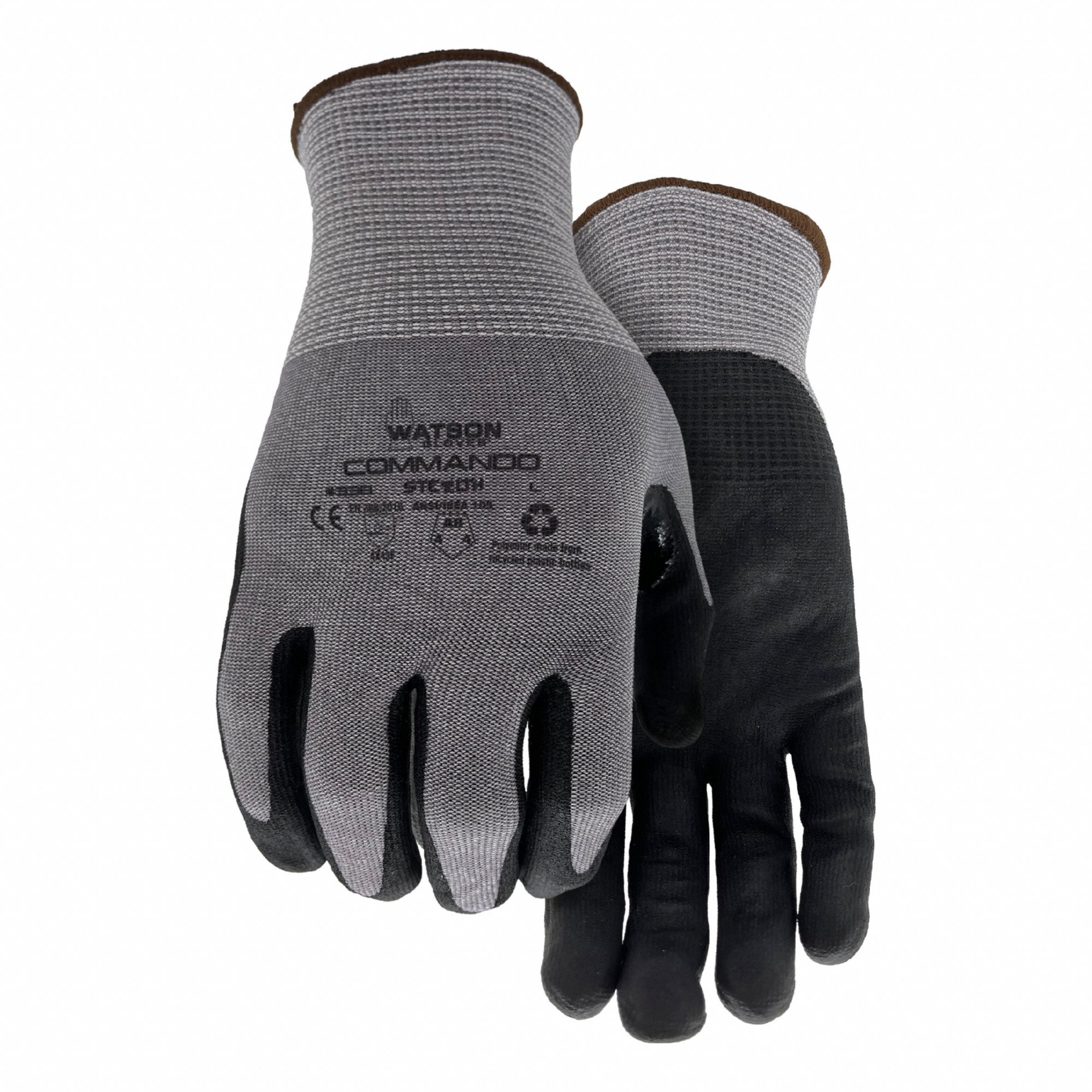 Knit Gloves: 2XL ( 13 ), ANSI Cut Level A8, Palm, Dipped, Nitrile, Smooth, 1 PR