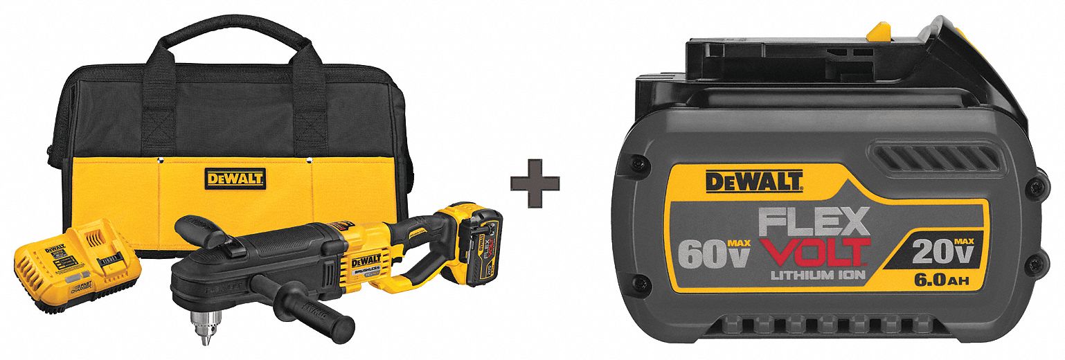Drill Kit: 2 Batteries, 1 Charger, 2 Batteries, 1 Charger, 1/2 in Chuck Size, Keyless, Brushless