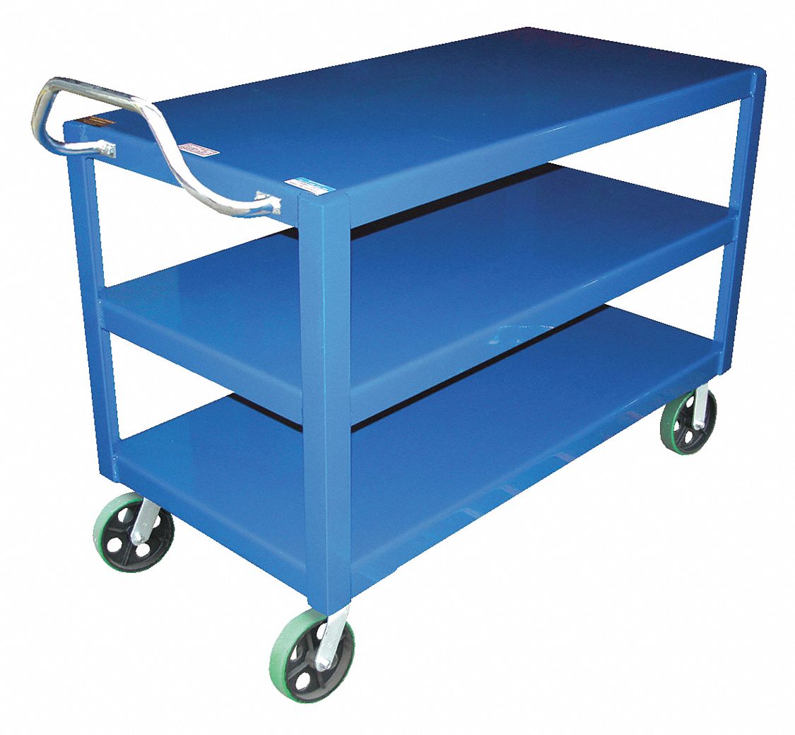 ERGO HANDLE CART, BLUE, 24½ IN W X 41 IN H X 54⅞ IN L, POWDER COATED STEEL, 4,000 LB LOAD CAPACITY