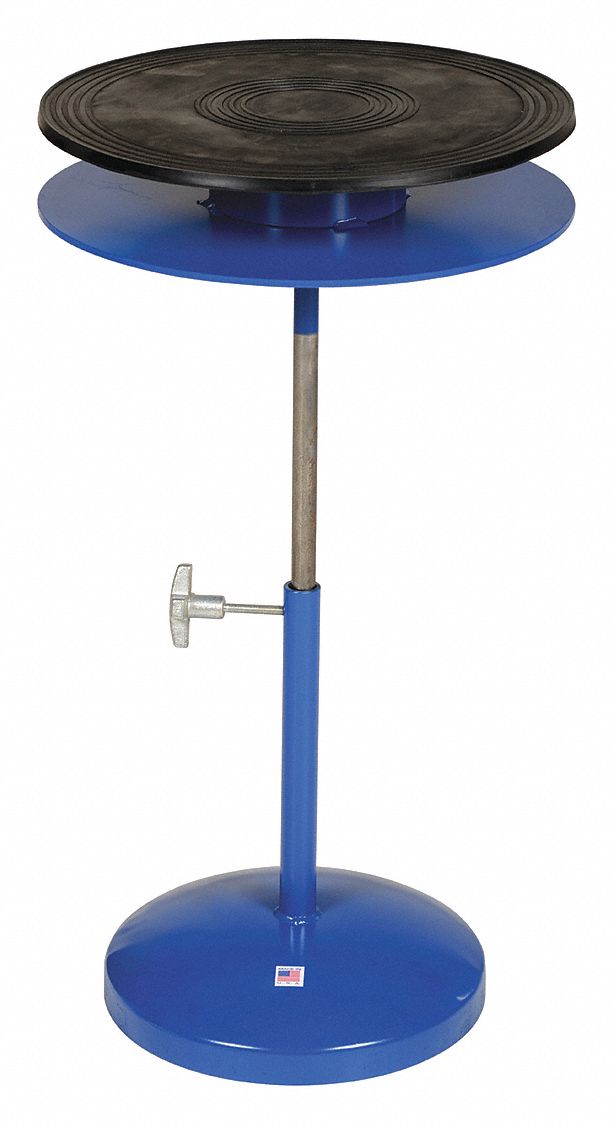 HEAVY DUTY MANUAL TURNTABLE, BLUE, STEEL, POWDER COATED FINISH, 18 D X 25 TO 36 IN H