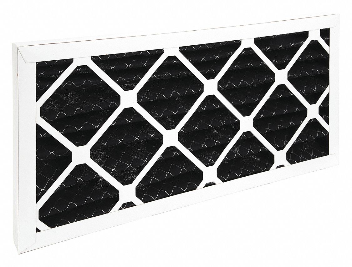 Odor Removal Pleated Air Filter: 10 in x 20 in x 1 in, Impregnated Carbon, 60% CCL4 Activity