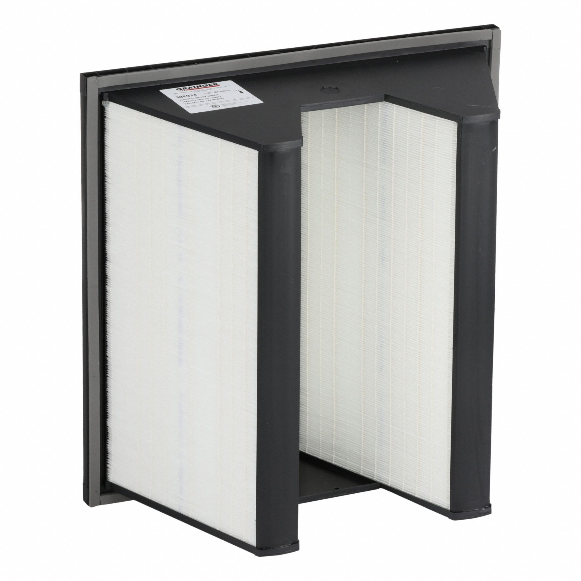 V-Bank Air Filter: 24 in x 24 in x 12 in, Fiberglass, Single Header, 2 Vs, Downstream Face