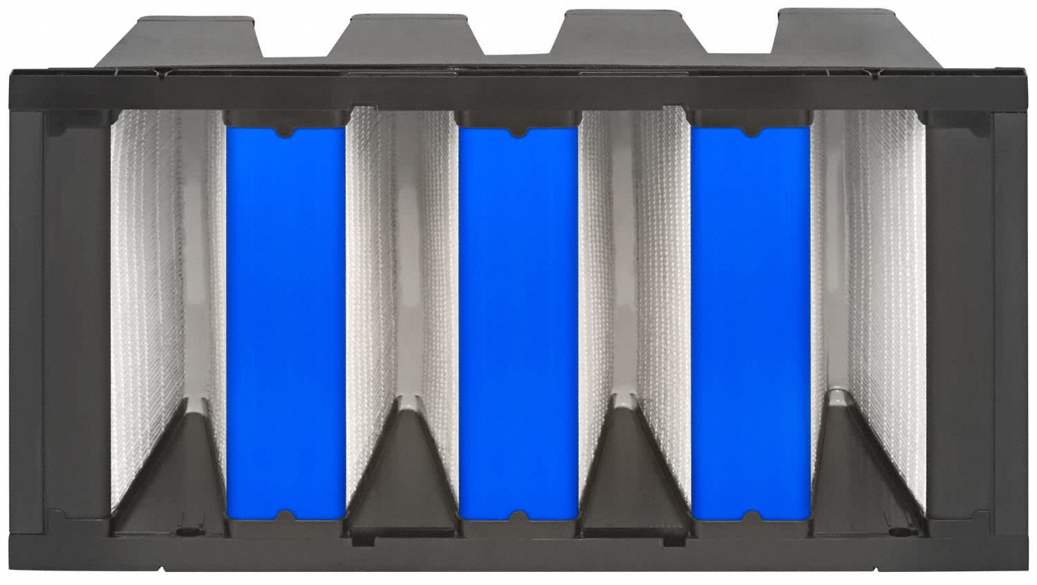 V-Bank Air Filter: 12 in x 24 in x 12 in, Fiberglass, Single Header, 4 Vs, Downstream Face