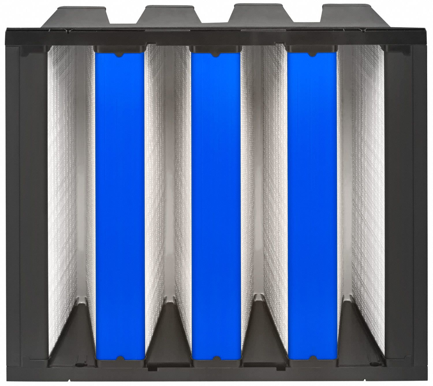 V-Bank Air Filter: 20 in x 24 in x 12 in, Fiberglass, Single Header, 4 Vs, Downstream Face