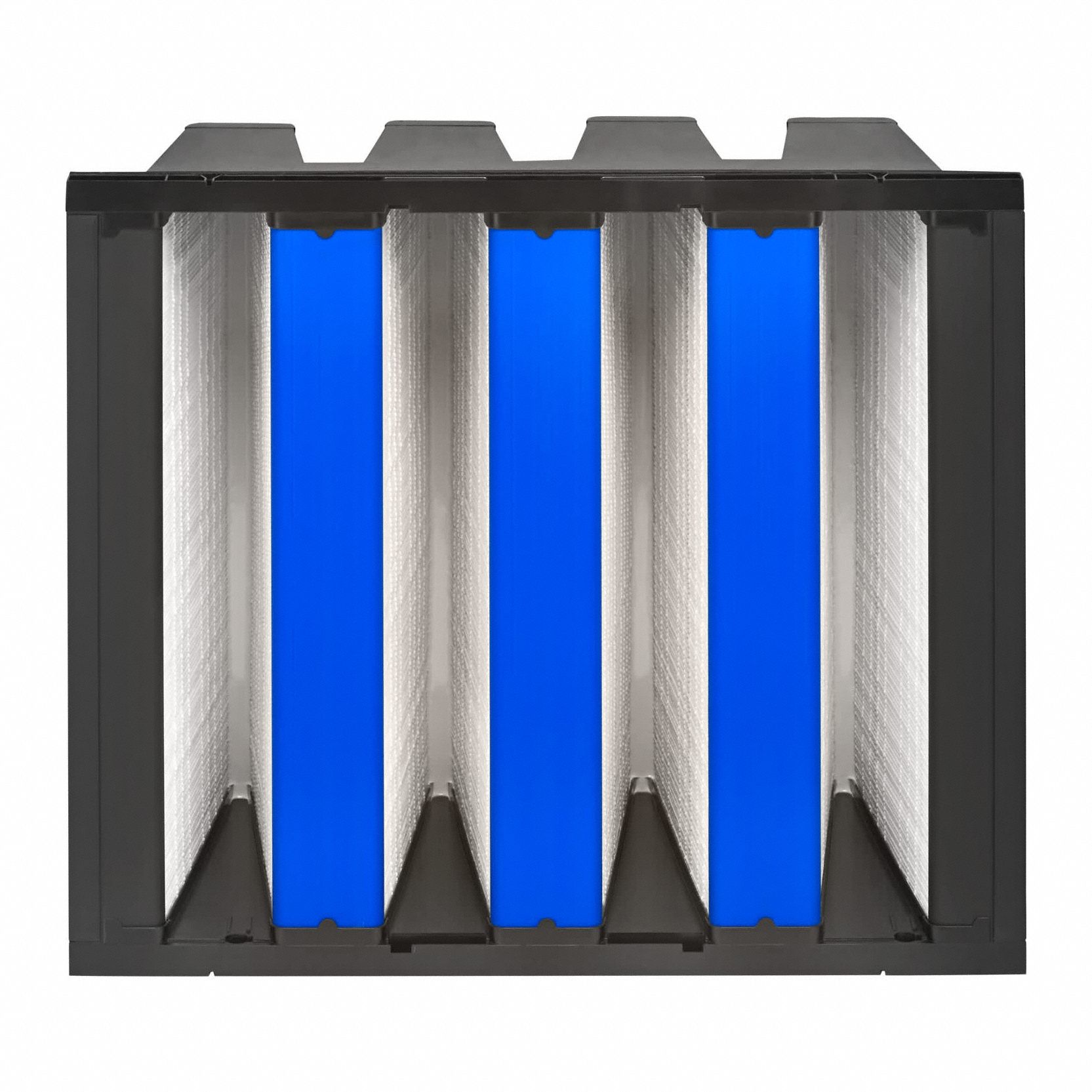 V-Bank Air Filter: 20 in x 24 in x 12 in, Fiberglass, Single Header, 4 Vs, Downstream Face
