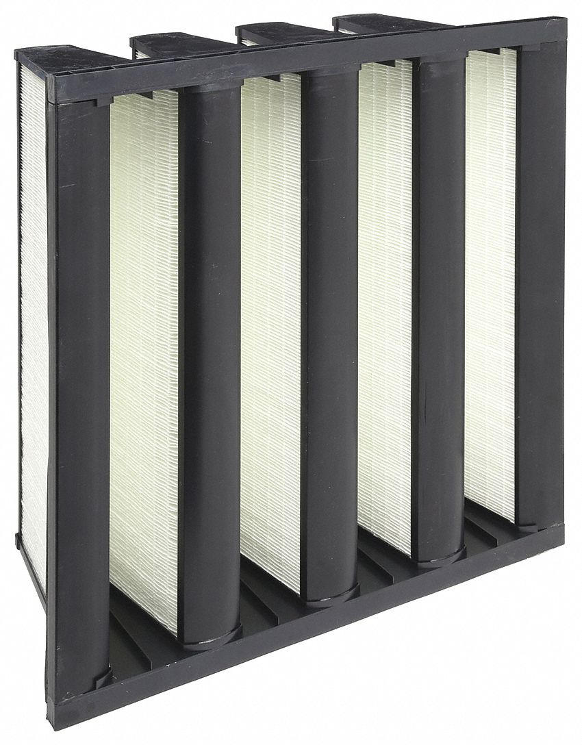 V-BANK AIR FILTER, 24 X 24 X 12 IN, MERV 15, FIBREGLASS, NUMBER OF VS: 4