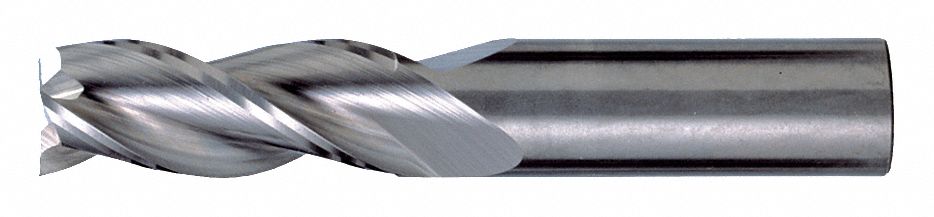Square End Mill: Carbide, 3 Flute, 1" Mill Dia, 3-1/2" LOC, 6" OAL
