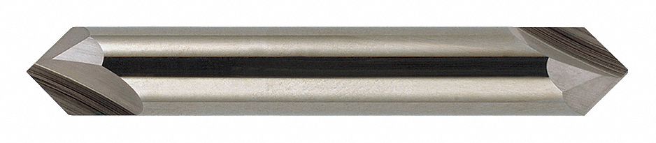 Chamfer Mill: Carbide, Double End, 2 Flute, 90°, 1/4" Mill Dia, 2-1/2" OAL