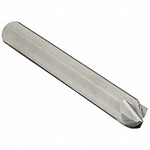 CHAMFER MILL, BRIGHT/UNCOATED FINISH, 4 FLUTES, ¼ IN MILLING DIA, 90 °  INCLUDED ANGLE