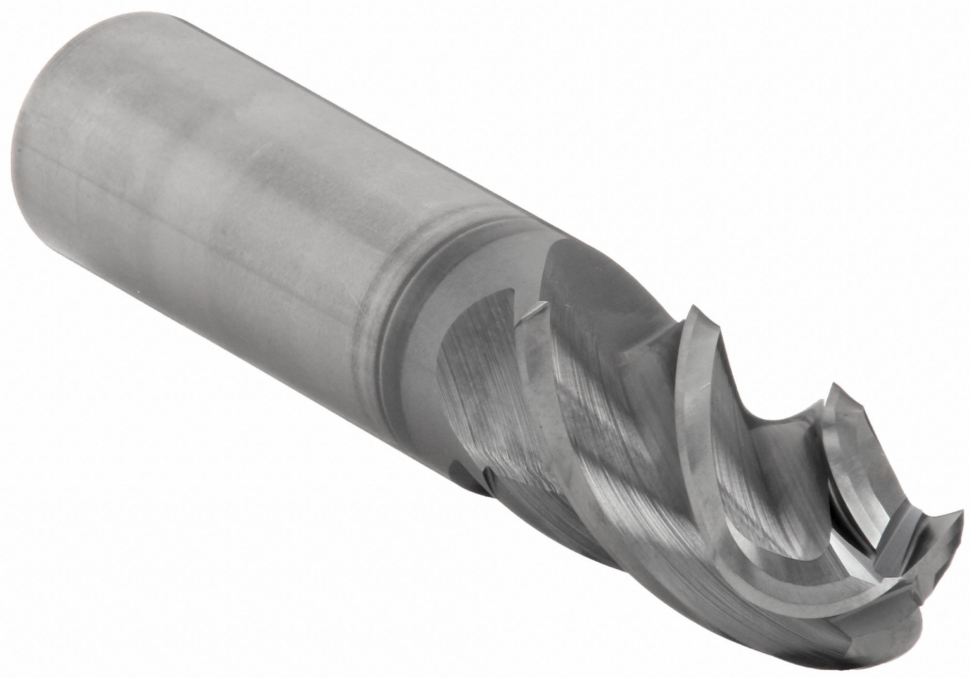 Ball End Mill: Carbide, AP/MAX Coated, 4 Flute, 1" Mill Dia, 2-1/4" LOC, 5" OAL