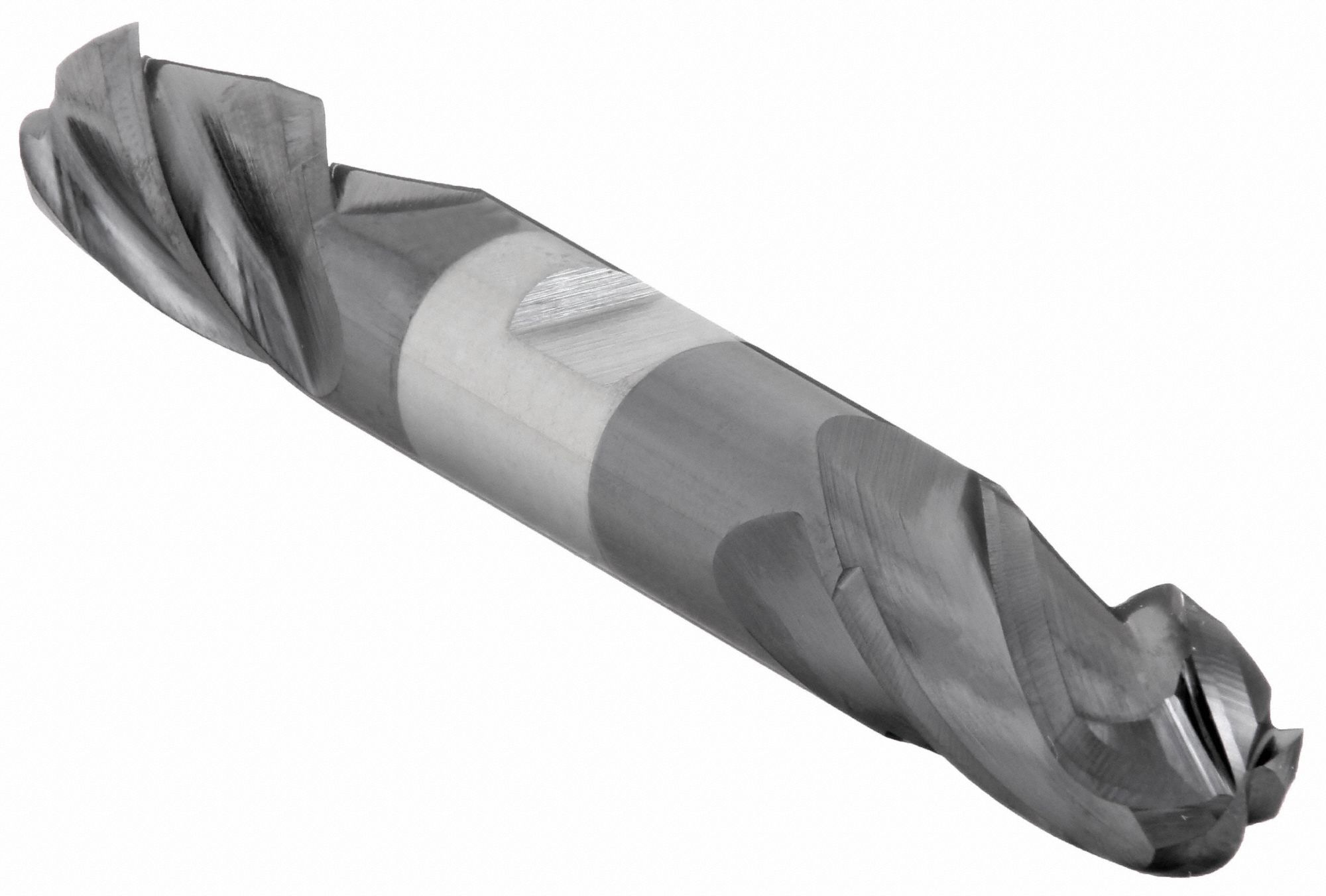 Ball End Mill: Carbide, TiAlN Coated, Double End, 4 Flute, 1/2" Mill Dia, 1" LOC, 4" OAL
