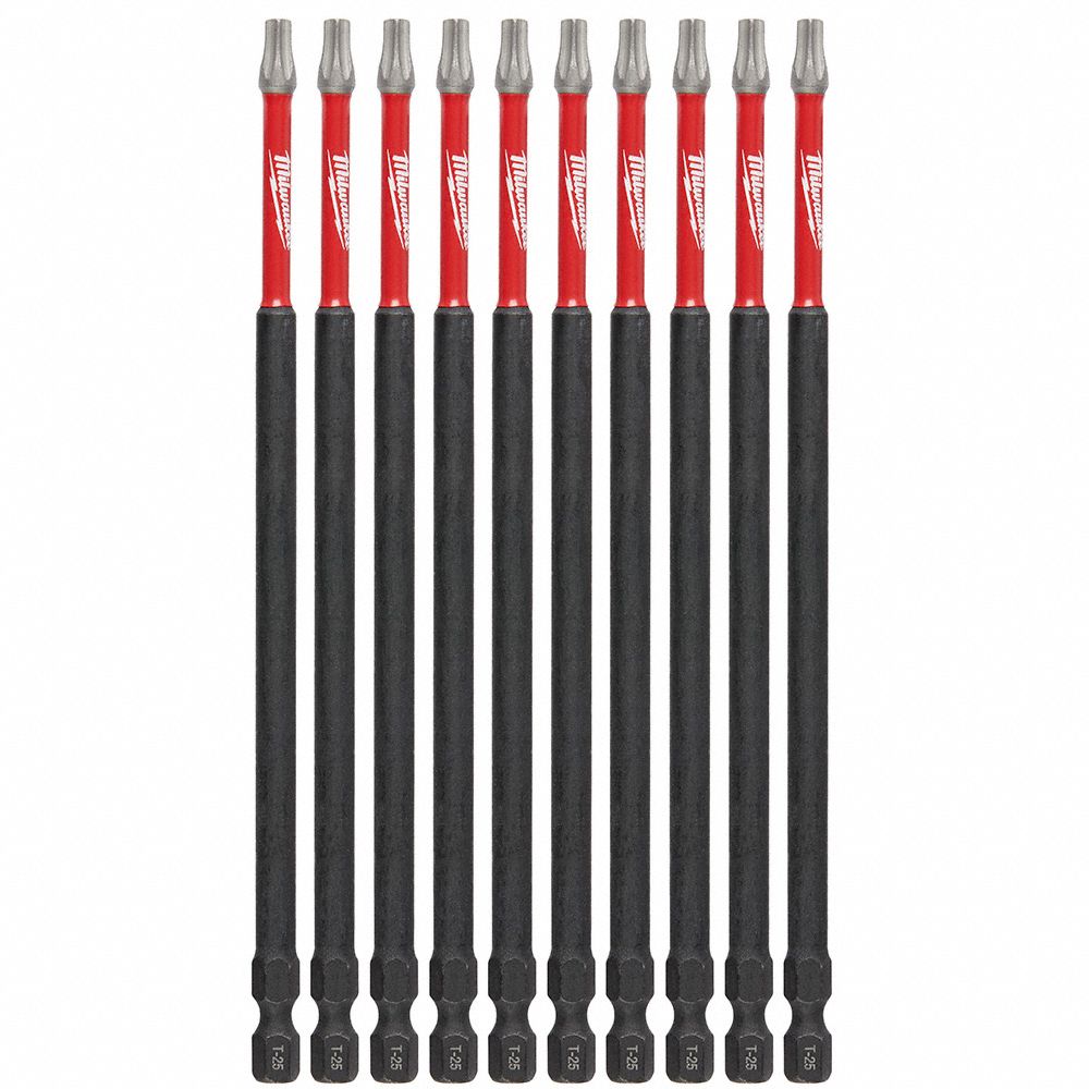 Power Bit: Power Bit, T25 Bit Size, Imperial, Torx® Head, T25 Bit Industry Size, 10 PK