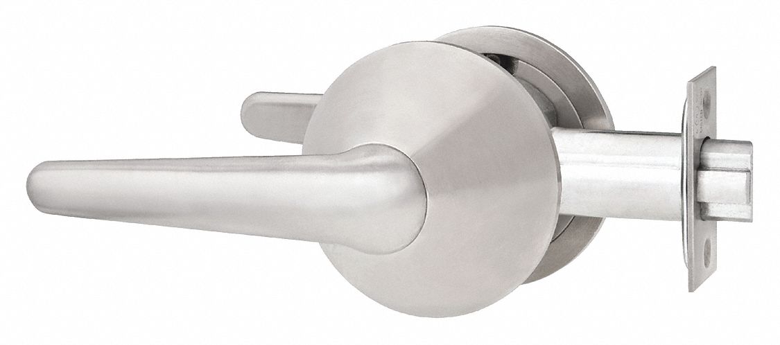 Door Lockset: Passage Lever Locksets, Stainless Steel, ADA Compliant, Ligature-Resistant