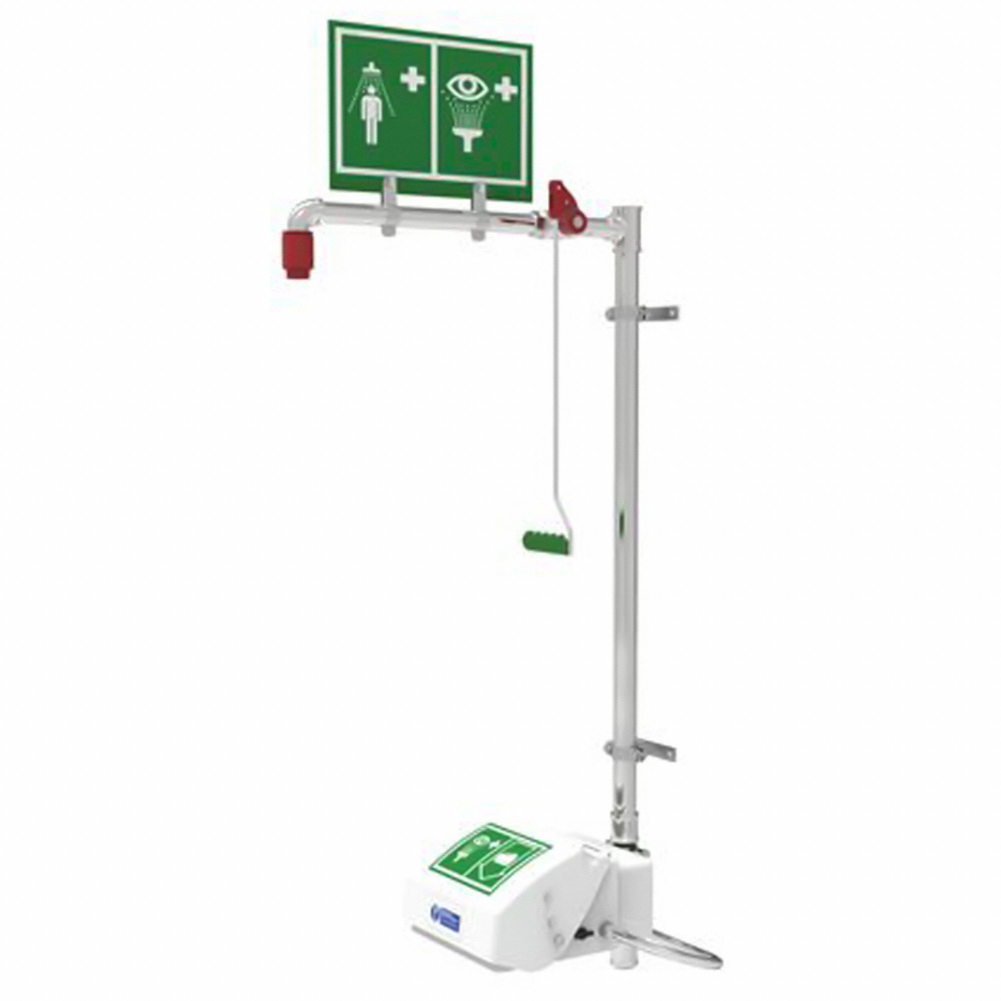 Shower with Eyewash: Wall Mnt, Covered, Plastic Bowl, Stainless Steel Pipe