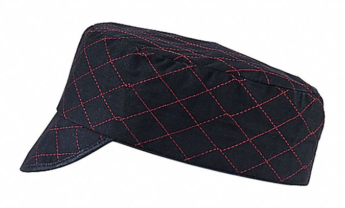 Welders Cap Black Red Stitching 7-3/8In