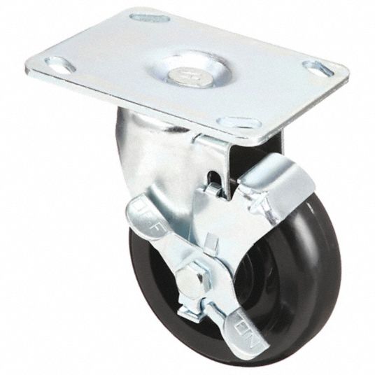 5 in Wheel Dia., 300 lb, Standard Plate Caster - 33H645|P12S-PB050B-P3 ...