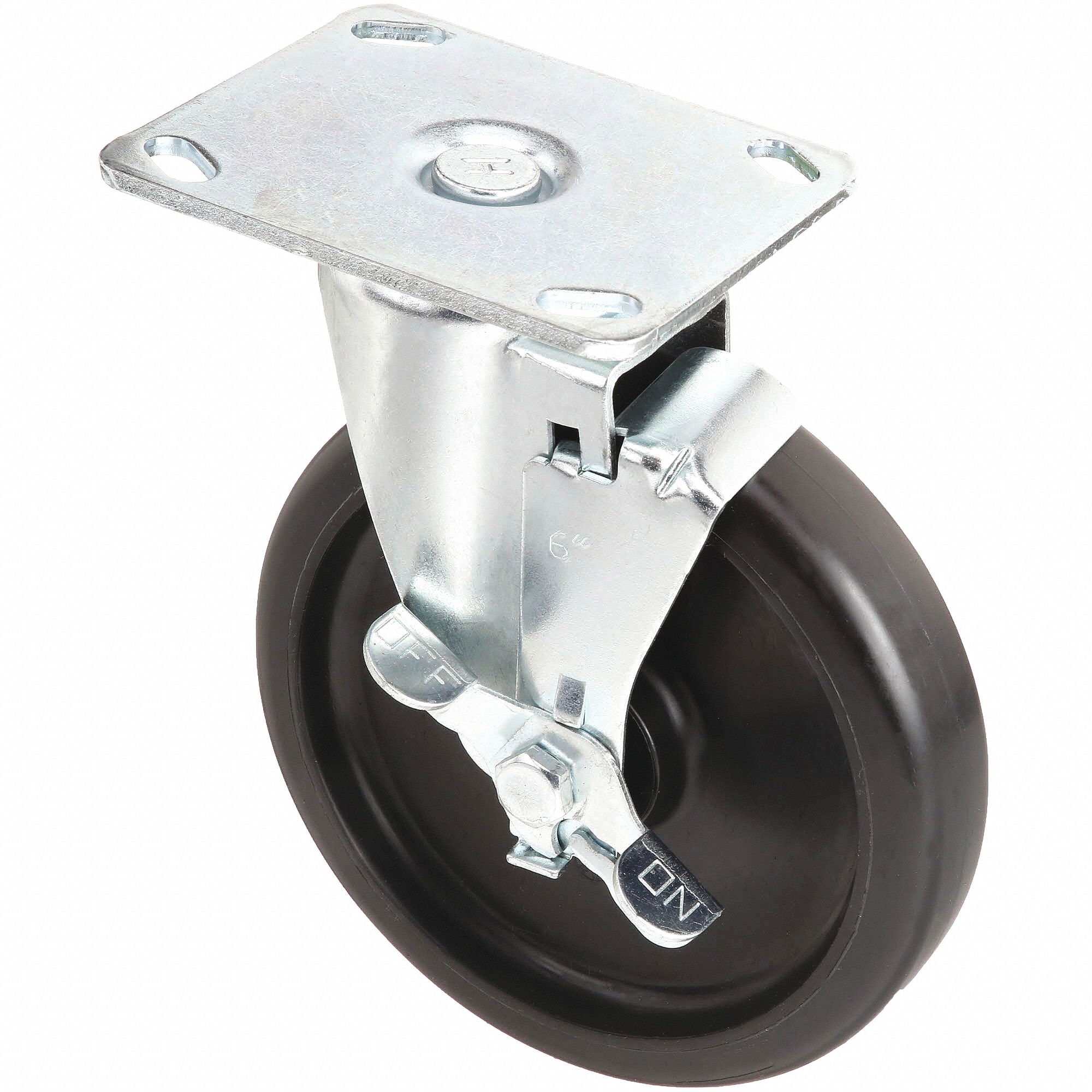 6 In Wheel Dia., 300 Lb, Standard Plate Caster - 33h687