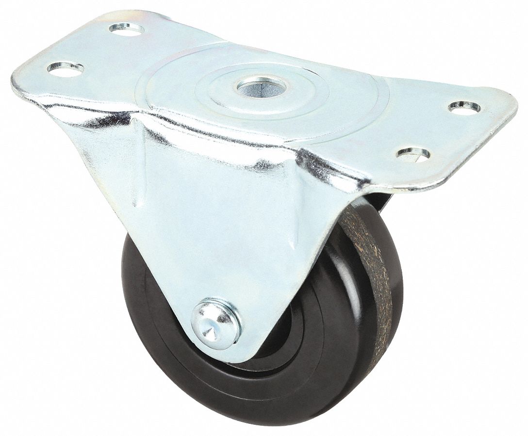 Rigid Plate Caster, 500 lb., Plate Type D