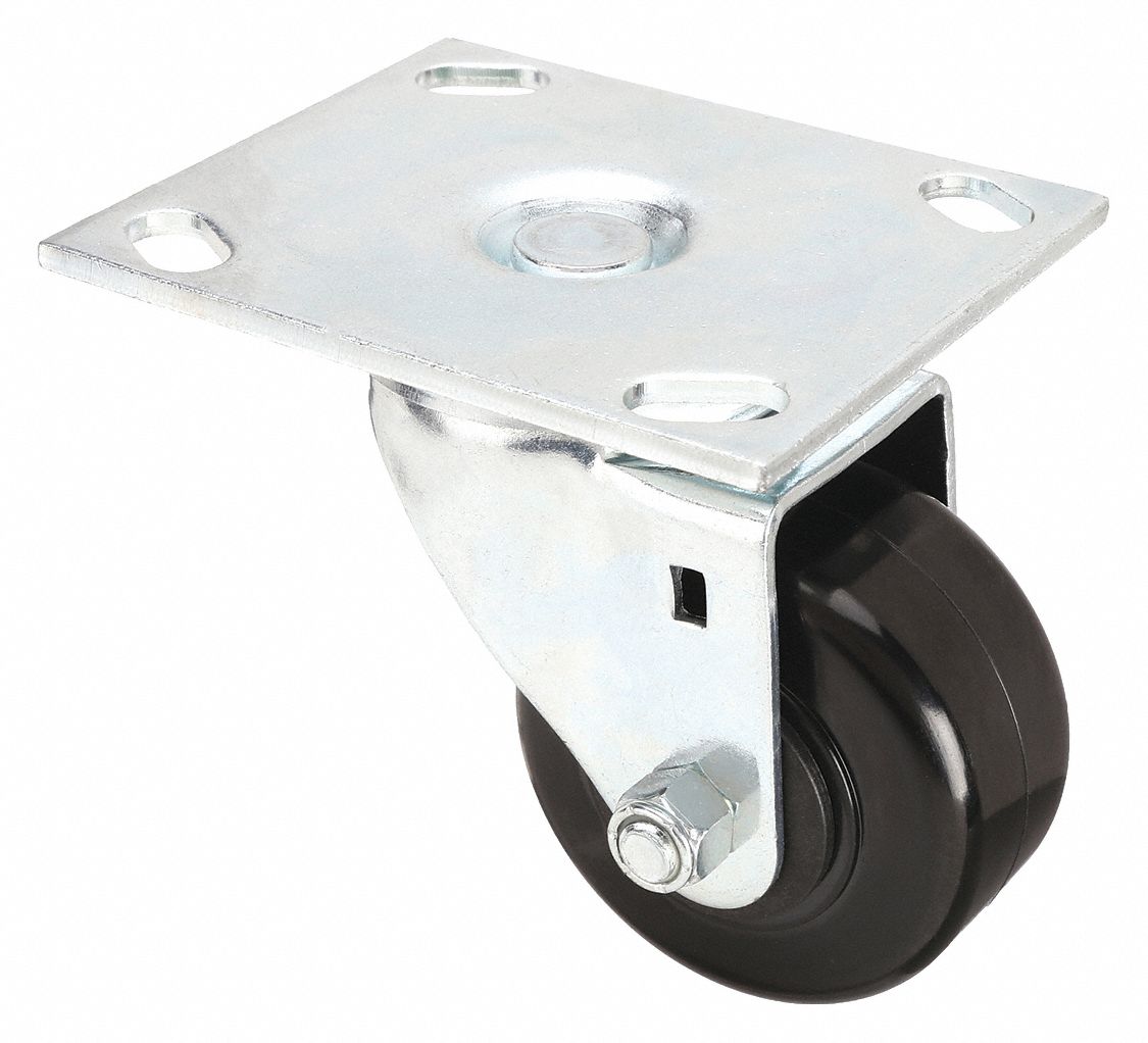 Plate Caster: Swivel, No Brake, Phenolic, 3 in Wheel Dia, 1 1/2 in Wheel Wd, Roller