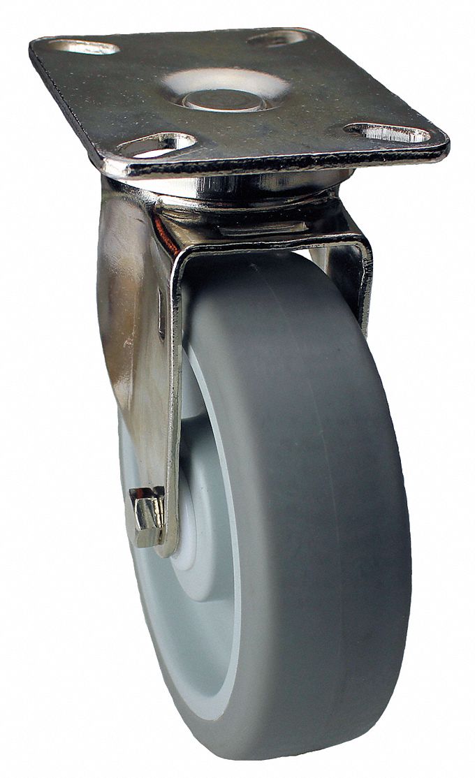 COLSON NSFListed Plate Caster, Swivel, Rubber, 300 lb, 6 in Wheel Dia. 33H93102XS06151S003