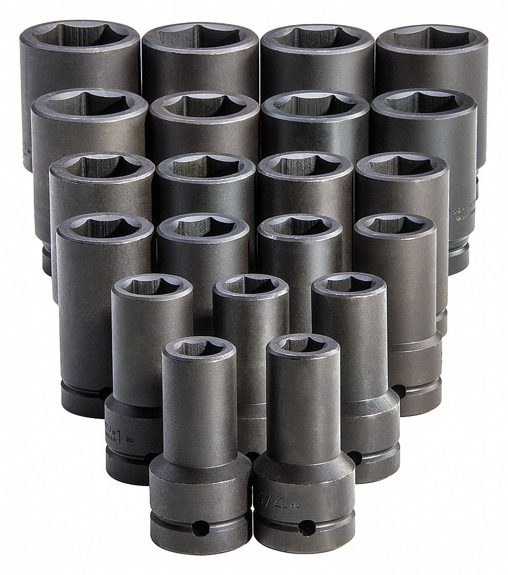 PROTO, 1 in Drive Size, 21 Pieces, Impact Socket Set 33HD85J76121
