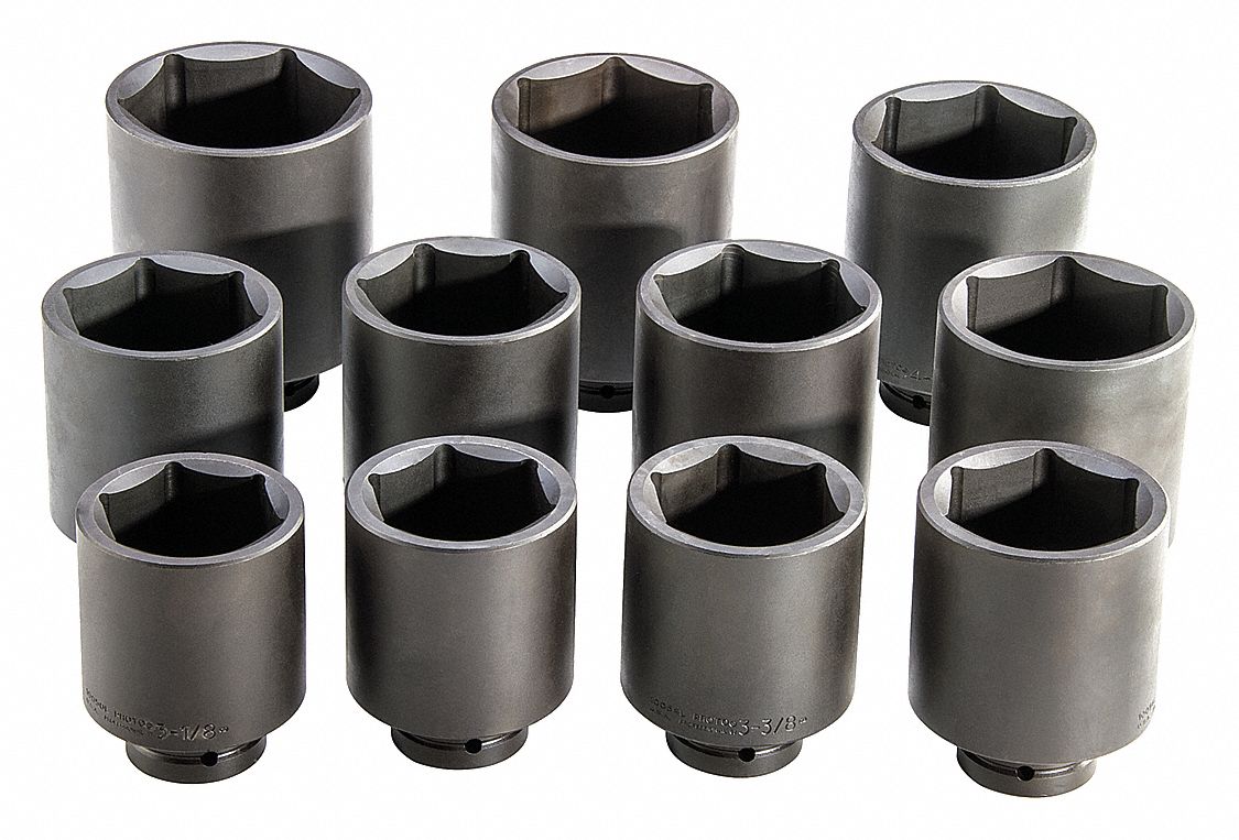 PROTO, 1 in Drive Size, 11 Pieces, Impact Socket Set 33HD86J76111