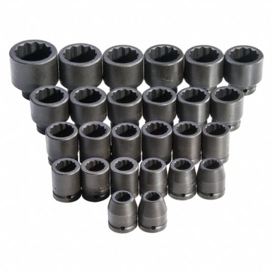 PROTO 3 4 in Drive Size 26 Pieces Impact Socket Set 33HD94