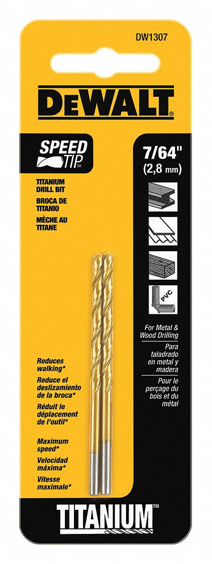 Drill Bits Split Pt Titanium 7/64 PK2