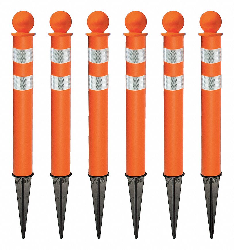 POTEAU AU SOL,ORANGE,REFLECHISSANT,PQ6