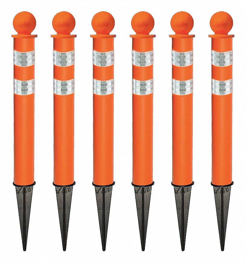 GROUND POST,ORANGE,REFLECTIVE,PK6