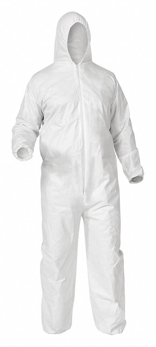 HOODED COVERALLS, A35, 2XL, ELASTIC CUFF WRIST/ANKLES, MICROPOROUS FILM, WHITE