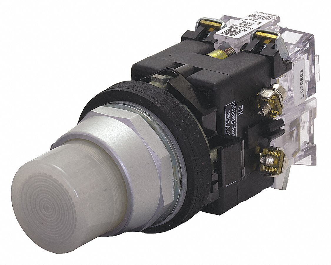 EATON, Maintained / Momentary, White, Illuminated Push Button 33HP56